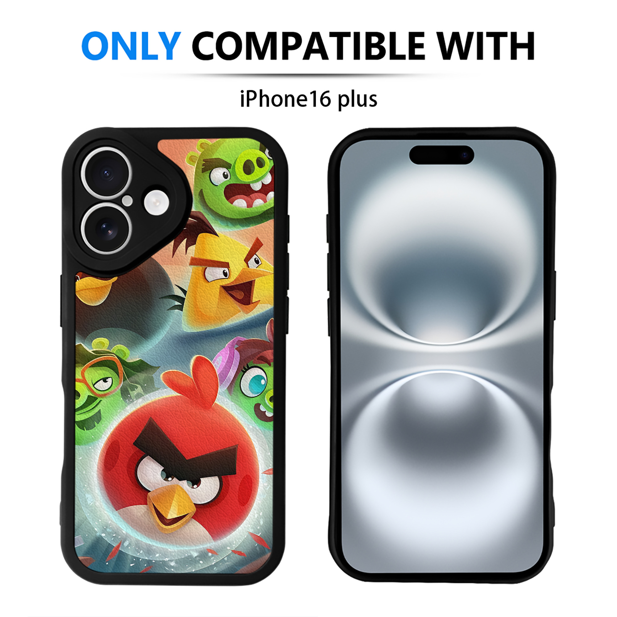 （画像用） Angry Birds アングリーバード 【iPhone 16シリーズ対応】シリコンスマホケース（レザー調） 材質：シリコン